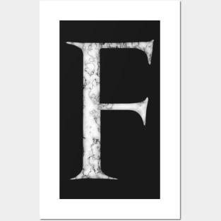 F in Roman White Marble Latin Alphabet Letter Sticker Posters and Art